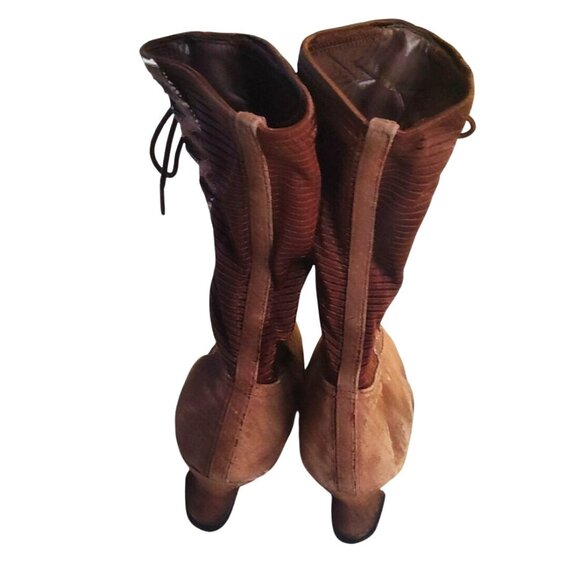 Vintage Newport News Women's Size 6.5 Brown Witch Victorian Suede Heeled Boots - Picture 4 of 10